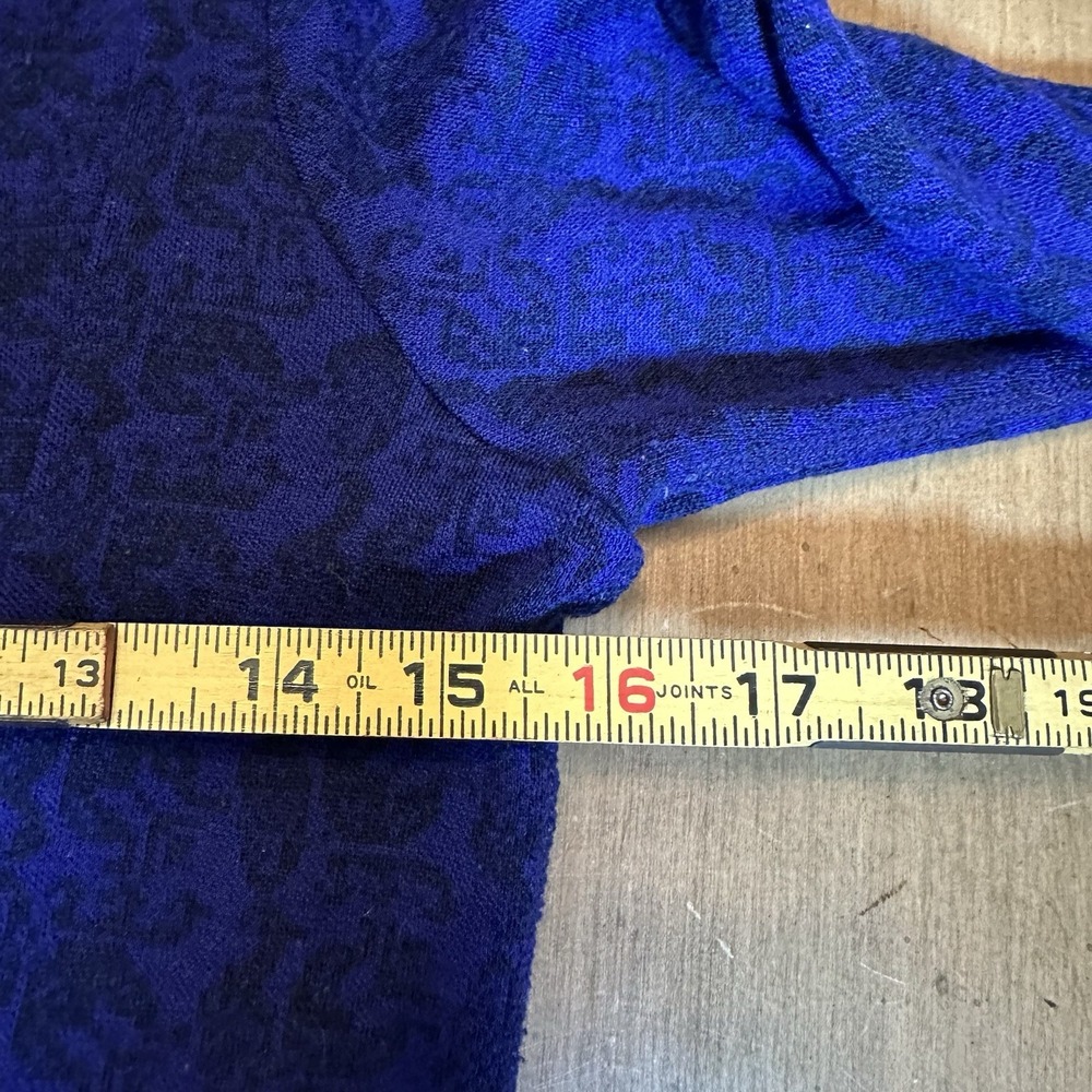 Ibex 100% Merino Wool Full Zip Up Mock Neck Sweater Size Small Print Purple READ - Picture 8 of 10